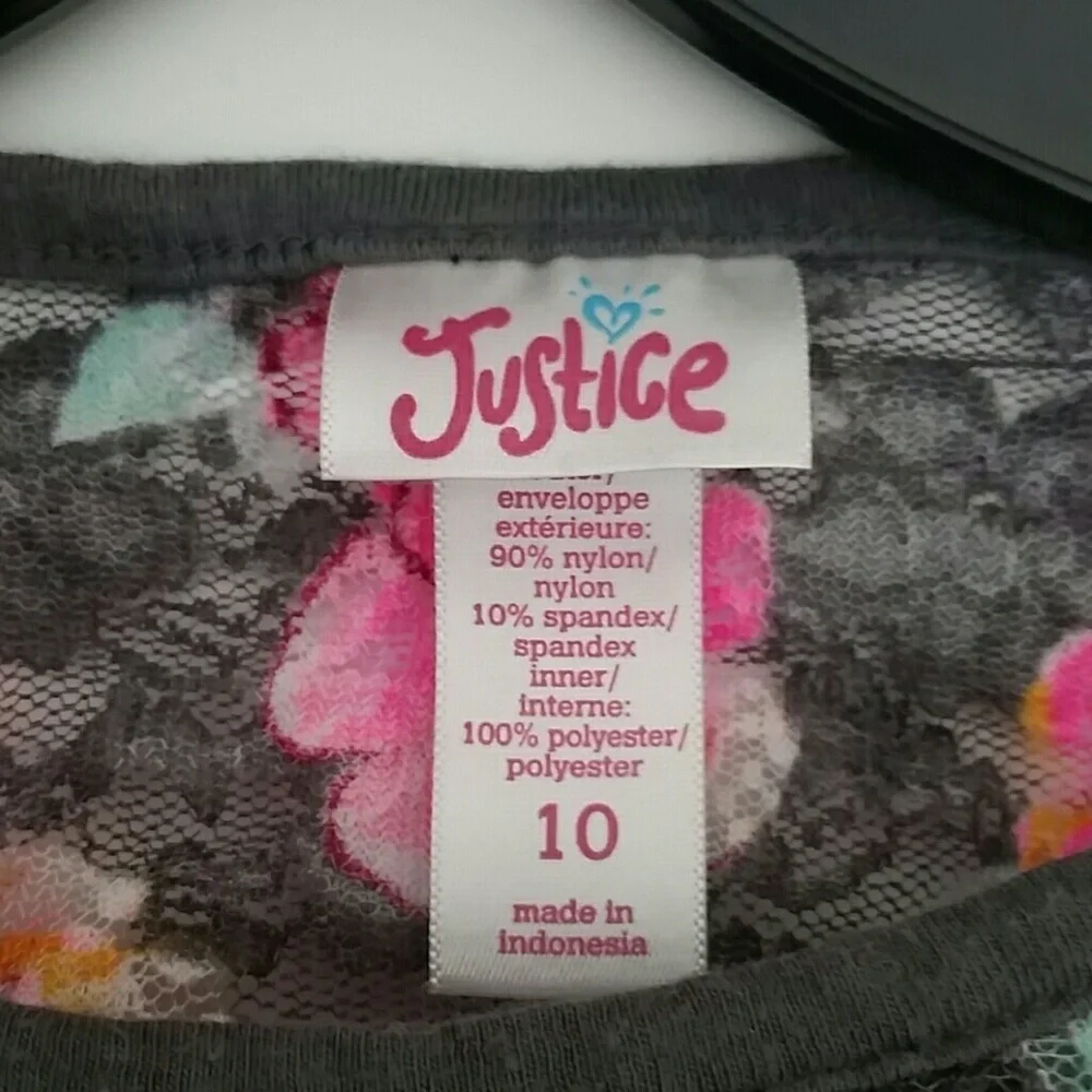Justice T-shirt graphic short sleeve floral pink